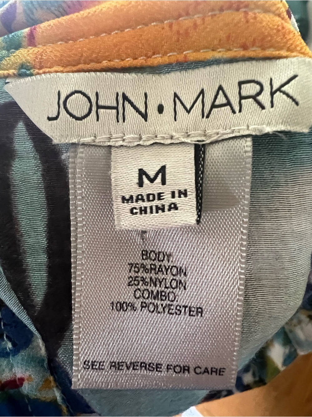 John Mark Multicolor Floral-Print Button Front Blouse Mix Print Boho M Statement - Picture 4 of 11